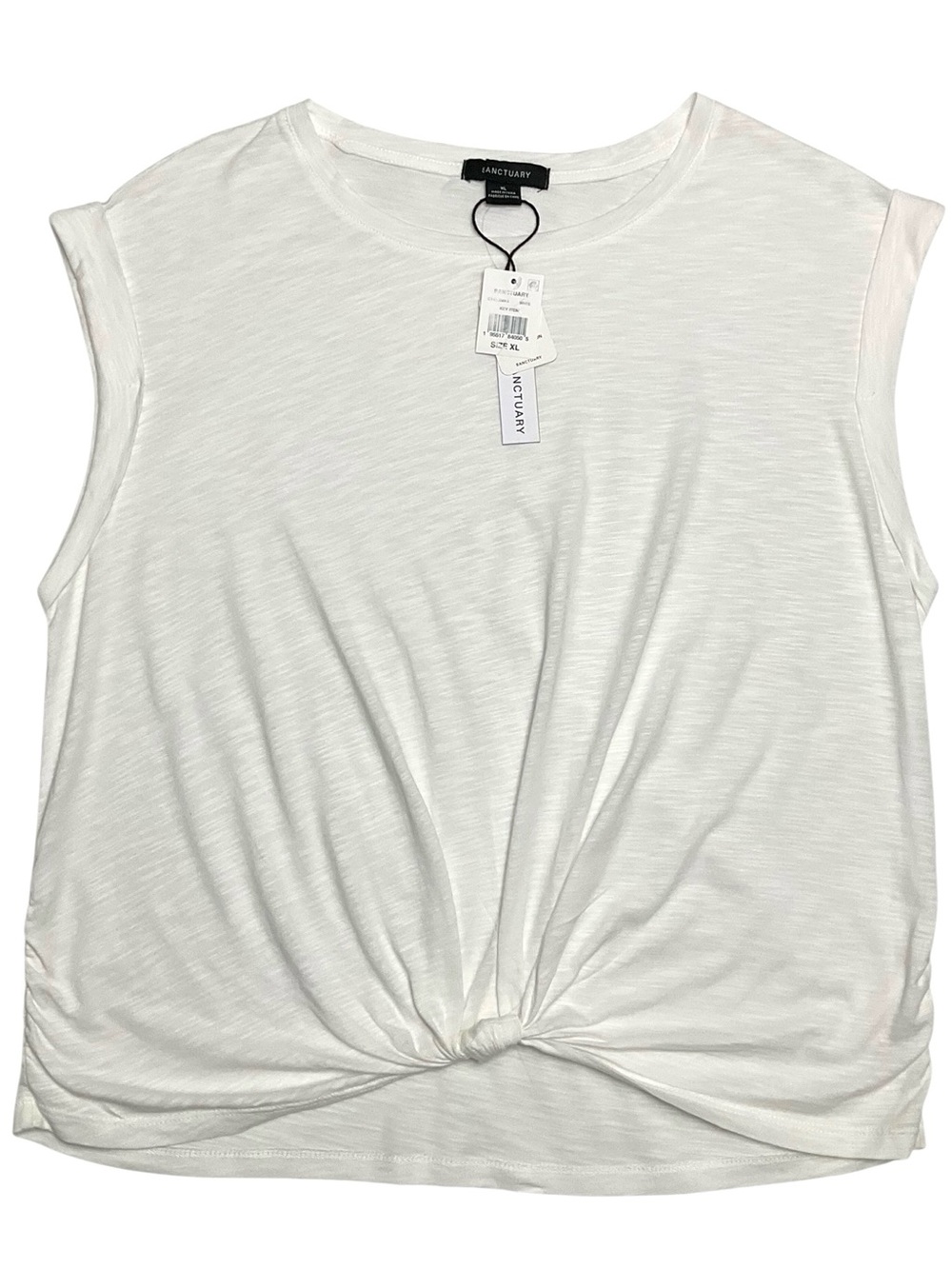 Sanctuary White Short Sleeve Knot-Hem Tee Size XL NWT